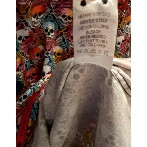 Visconti Limited Edition Skull Print Button Down Shirt Men's Long Sleeve SZ S - Picture 8 of 10